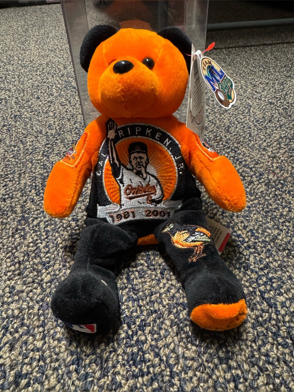 ‼️VINTAGE‼️Cal Ripken Jr. Orioles MLB Beanie Baby Bear - Orange & Black, 2001